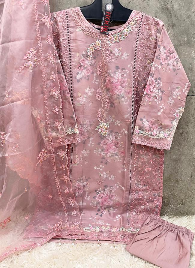 Organza Pink Traditional Wear Embroidery Work Readymade Pakistani Suit